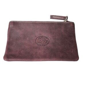 Roots Bordeaux Leather Top Zip Pouch